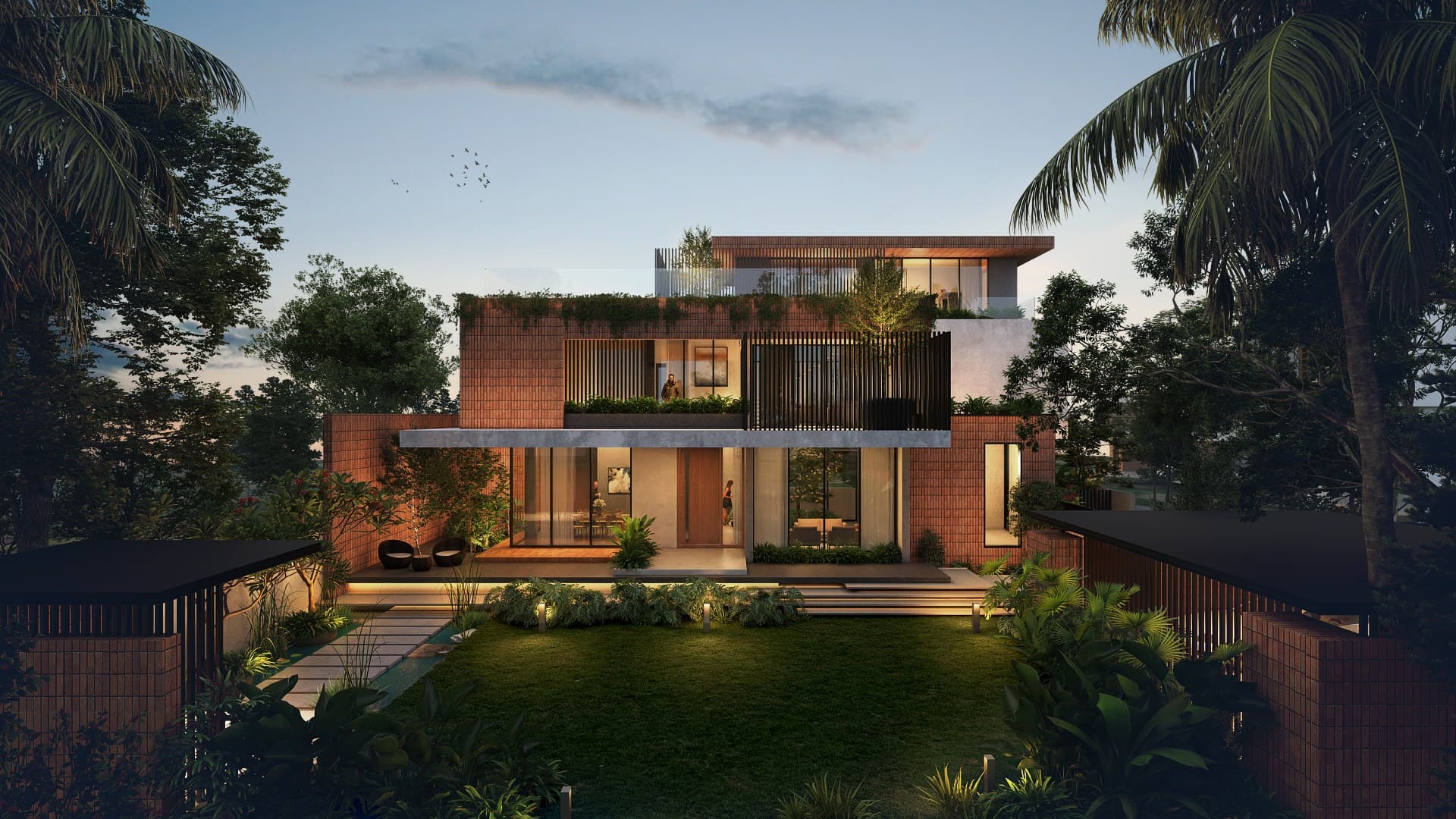Dusk illumination architectural render