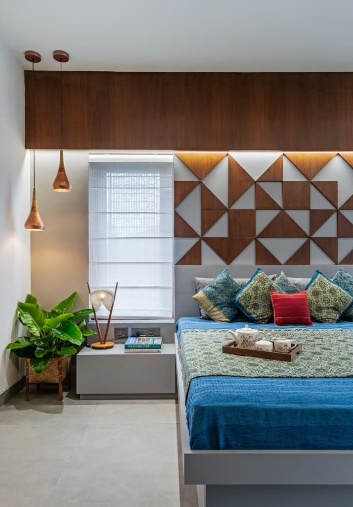 Master Bedroom & Backlit Geometric Headboard