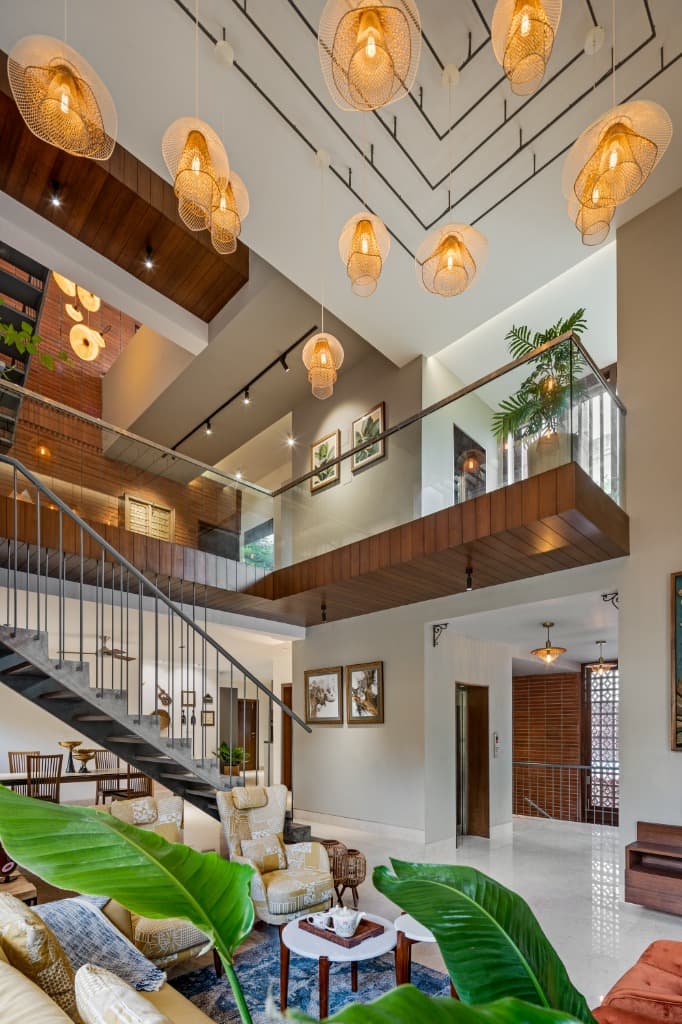 Constellation of Woven Pendants in Atrium
