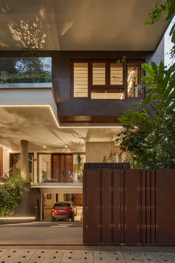 Dusk Garage Ramp & Glowing Cantilever