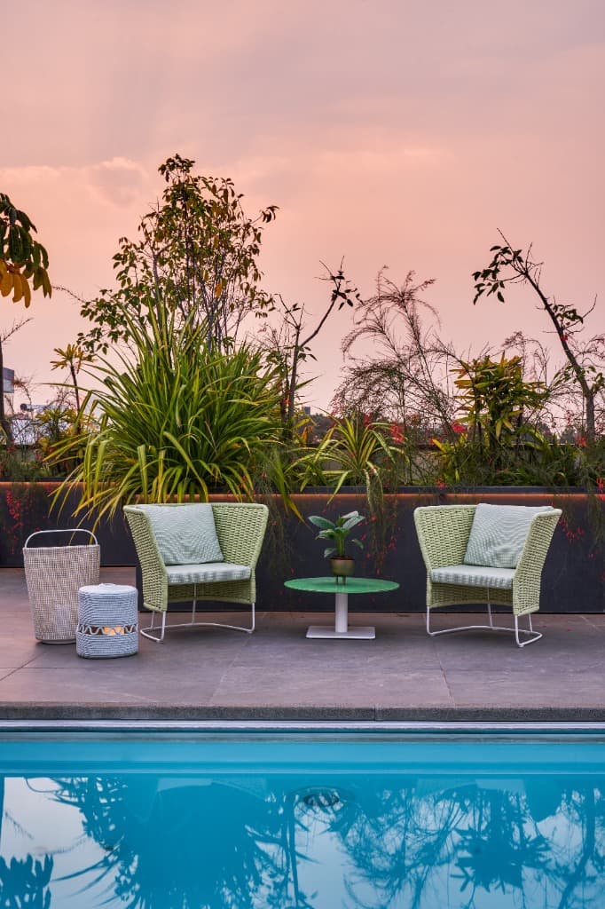 Sunset Poolside Solarium & Wicker Armchairs