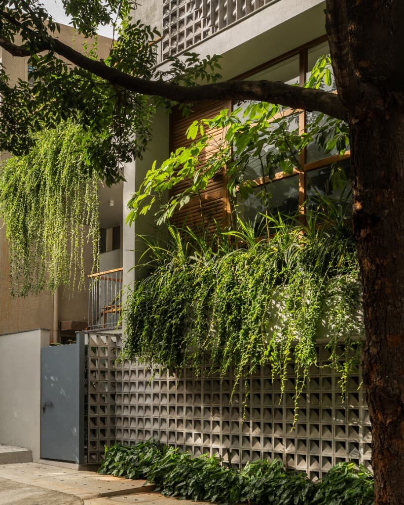 Concrete Jaali Screen Wall & Street Entrance
