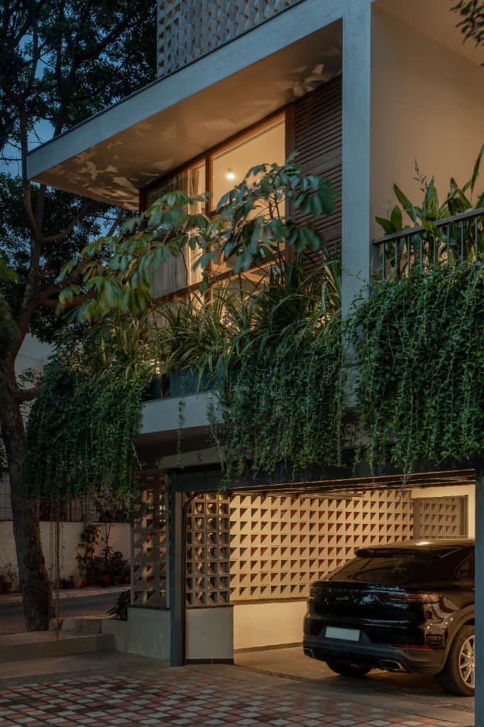 Illuminated Carport & Cascading Balcony