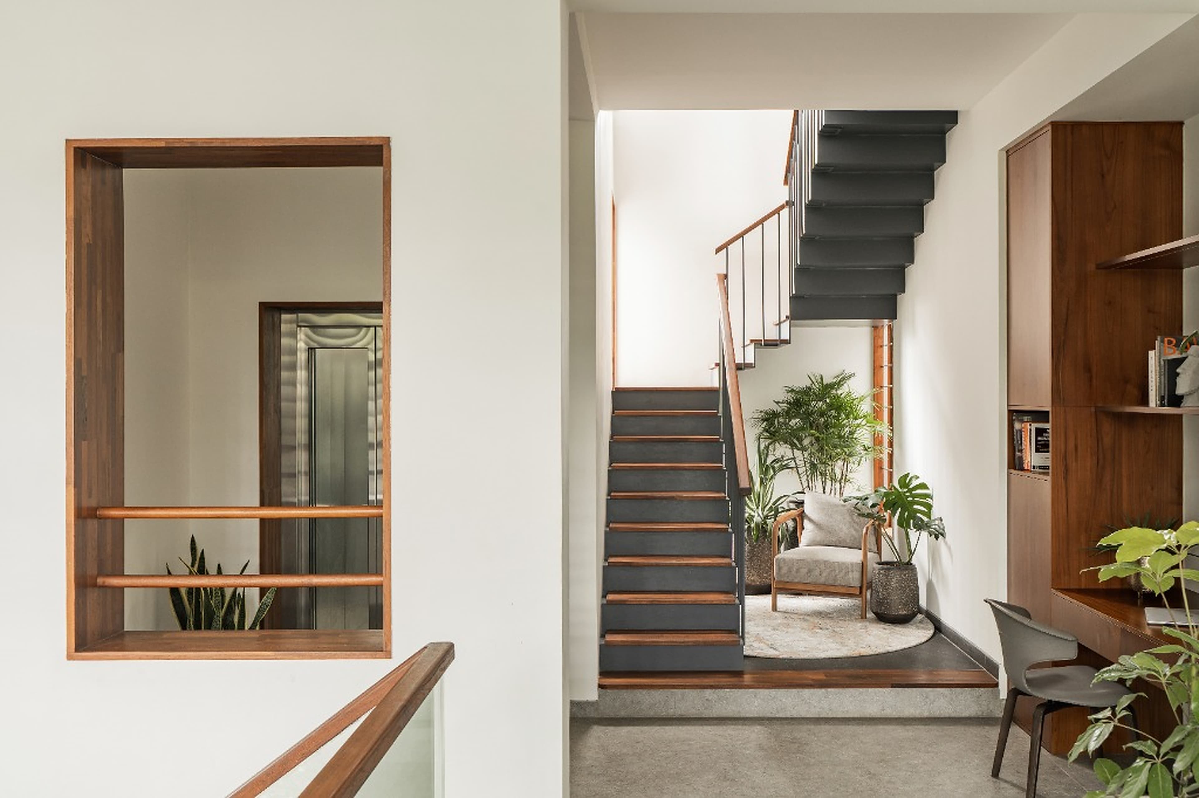 Timber Aperture & Folded Steel Stair Foyer