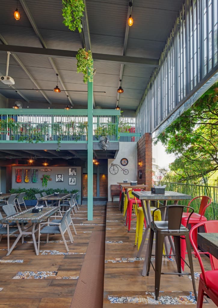 Elevated Treetop Balcony & Tolix Barstools