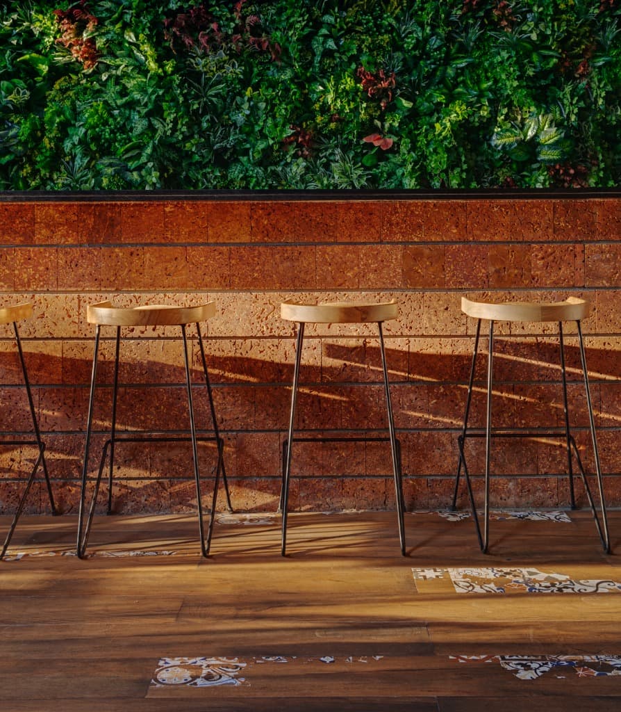Raking Sunbeams Across Brick Bar Counter