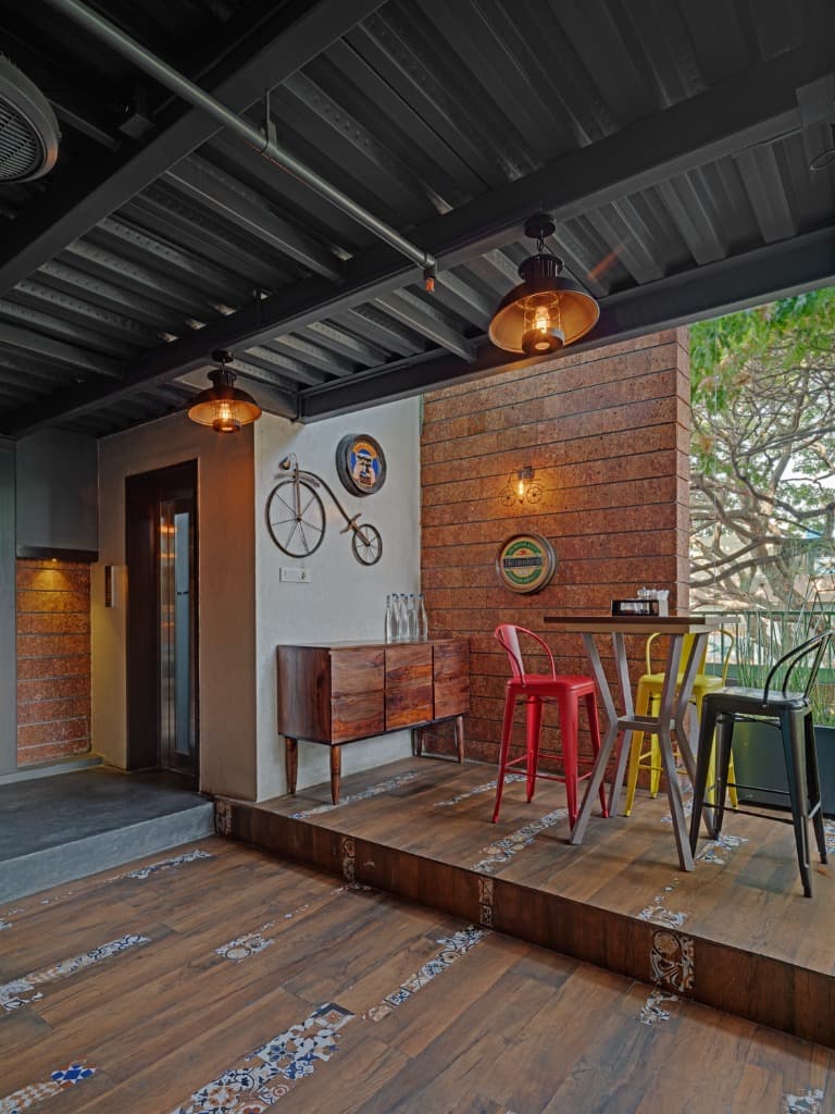 Vintage Bicycle Art & Brickwork Cocktail Nook