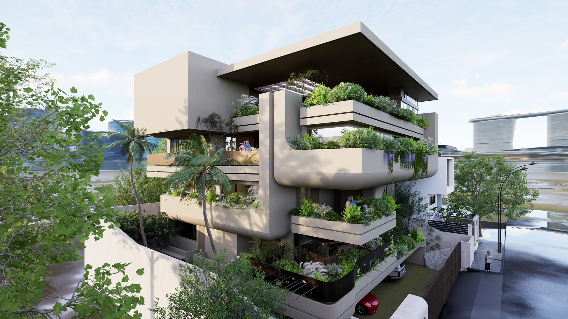 Vertical circulation and fenestration render